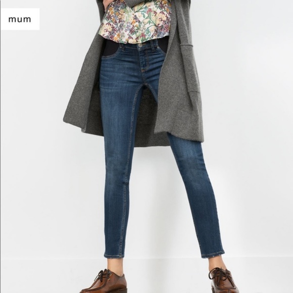 Zara Skinny Jeans Blue Denim Maternity L Skinny Mum Fit NWT - Picture 5 of 7